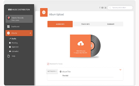UPDIVISION (custom development) portfolio - WM Music Distribution, Frontend Remix Web App